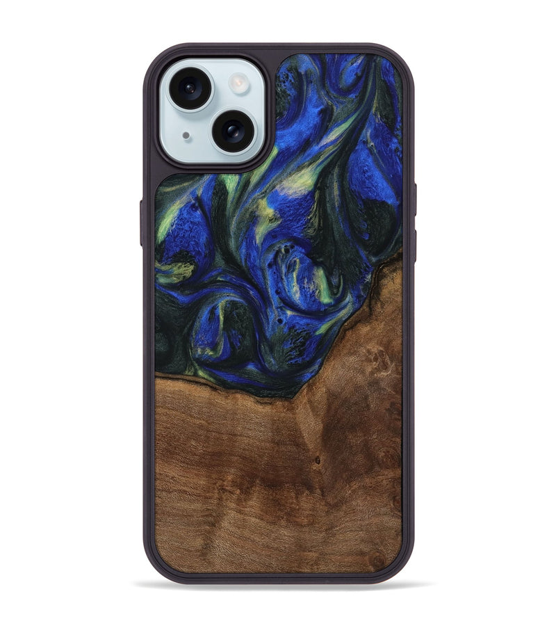 iPhone 15 Plus Wood Phone Case - Alvin (Blue, 745094)