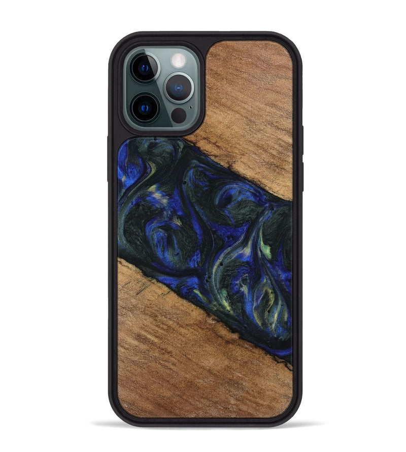 iPhone 12 Pro Max Wood Phone Case - Mirelle (Blue, 745096)