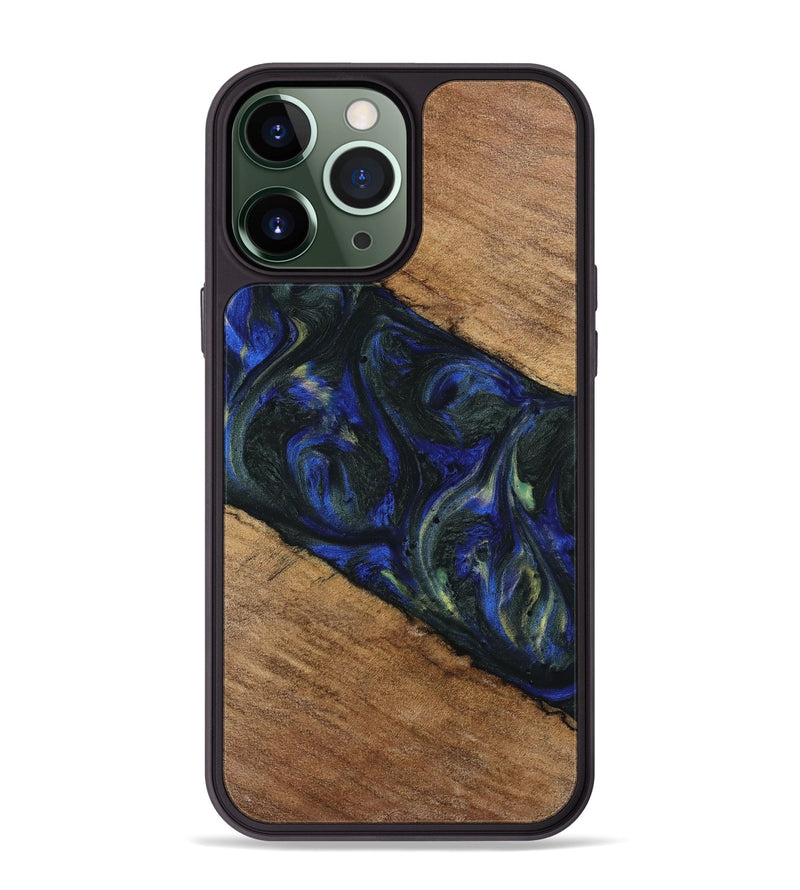 iPhone 13 Pro Max Wood Phone Case - Mirelle (Blue, 745096)