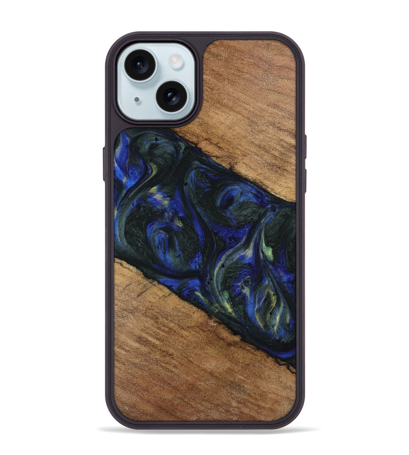 iPhone 15 Plus Wood Phone Case - Mirelle (Blue, 745096)