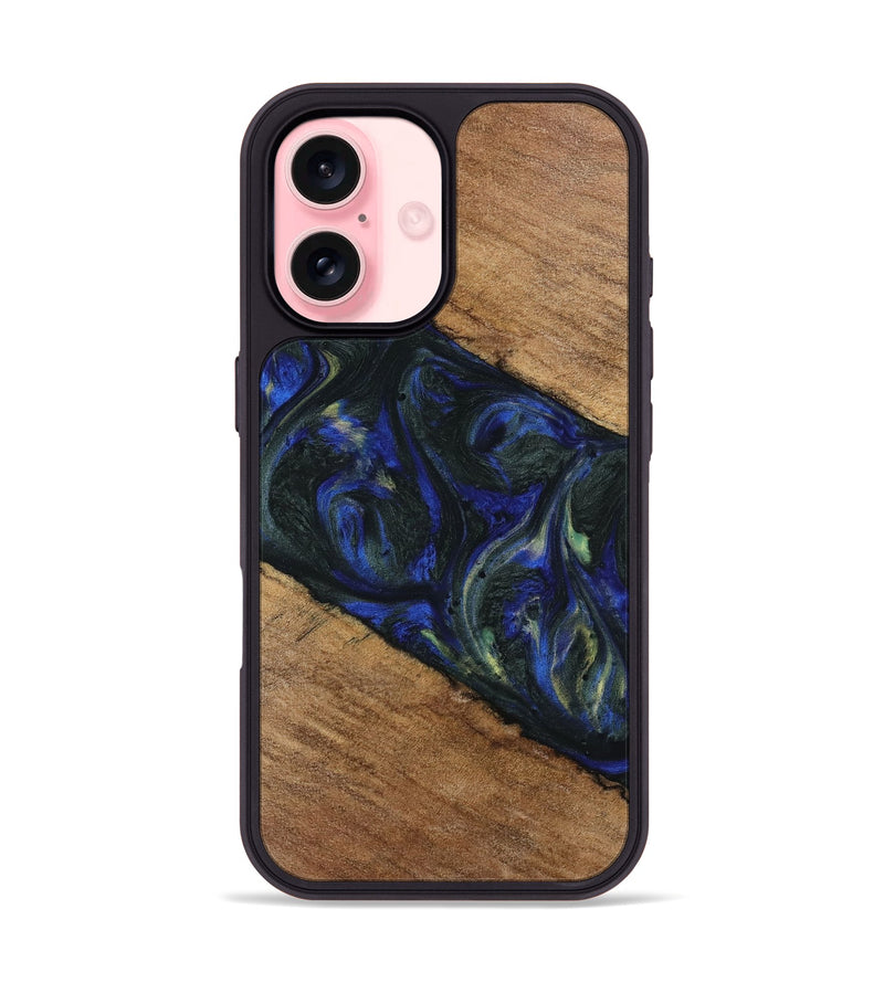 iPhone 16 Wood Phone Case - Mirelle (Blue, 745096)