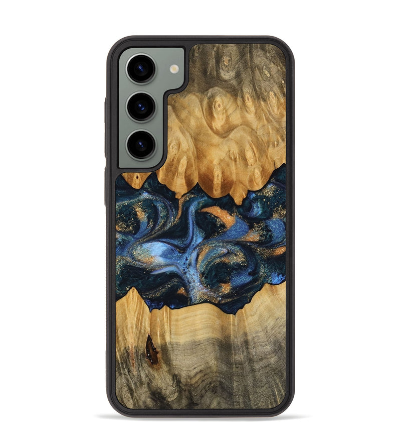 Galaxy S23 Plus Wood Phone Case - Omarion (Teal & Gold, 745098)