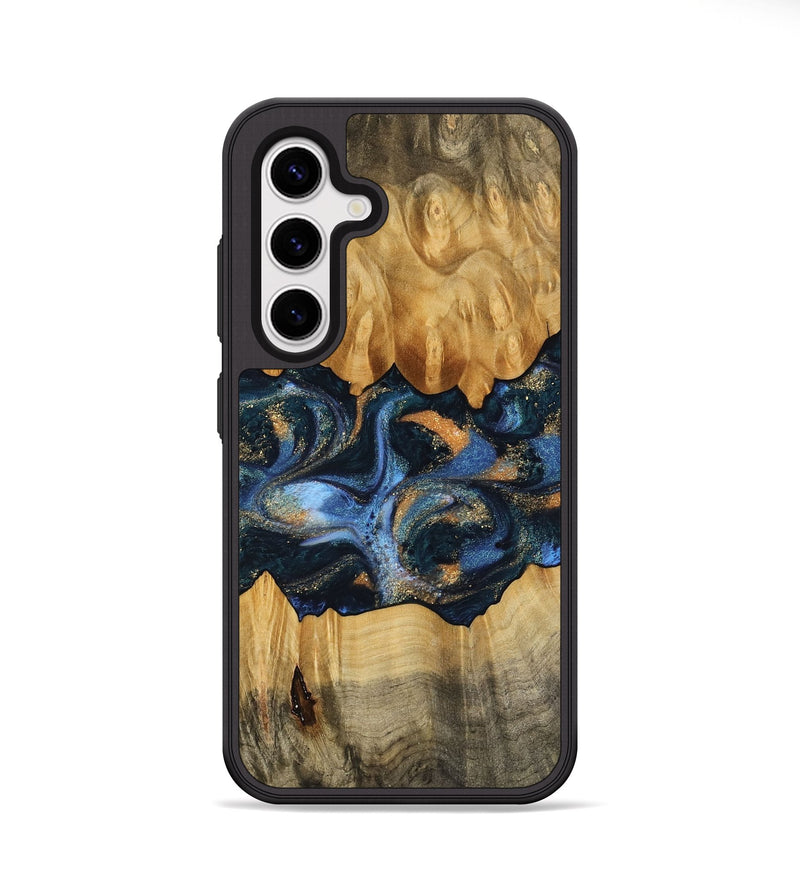 Galaxy S25 Plus Wood Phone Case - Omarion (Teal & Gold, 745098)