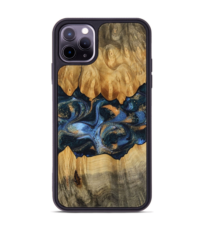 iPhone 11 Pro Max Wood Phone Case - Omarion (Teal & Gold, 745098)