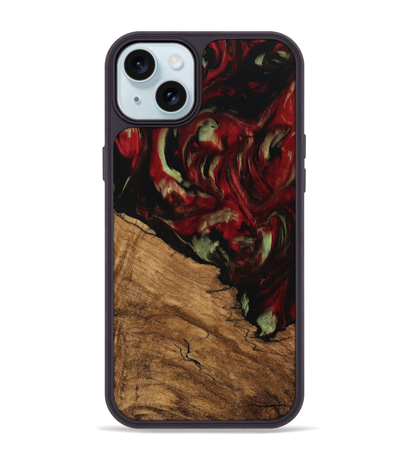 iPhone 15 Plus Wood Phone Case - Riekie (Red, 745100)