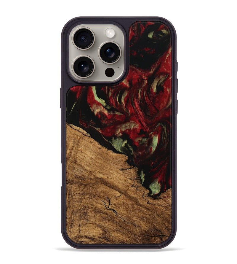 iPhone 16 Pro Max Wood Phone Case - Riekie (Red, 745100)