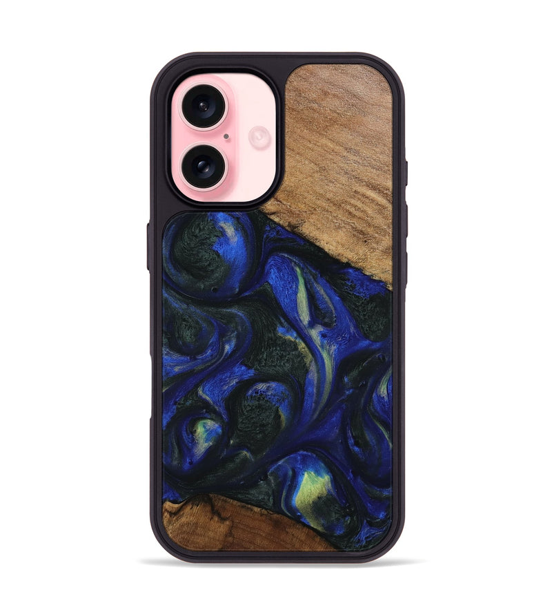 iPhone 16 Wood Phone Case - Cherrie (Blue, 745101)