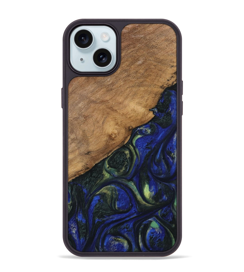 iPhone 15 Plus Wood Phone Case - Rozele (Blue, 745102)