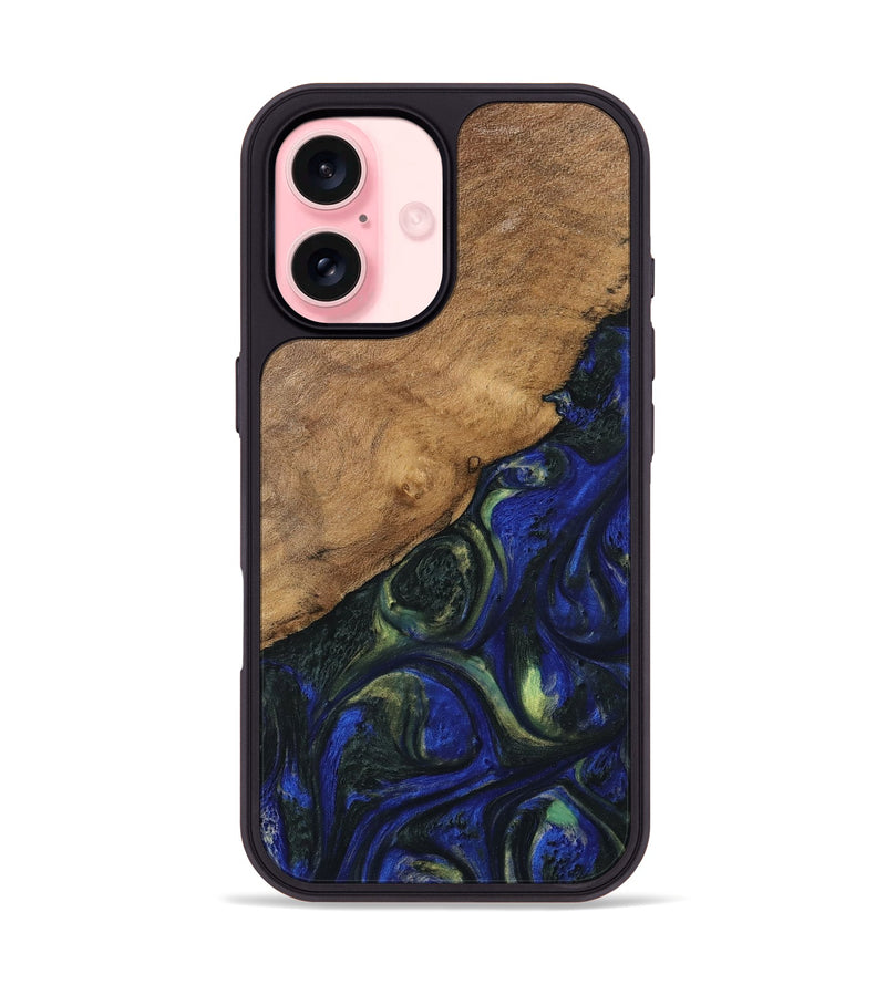 iPhone 16 Wood Phone Case - Rozele (Blue, 745102)