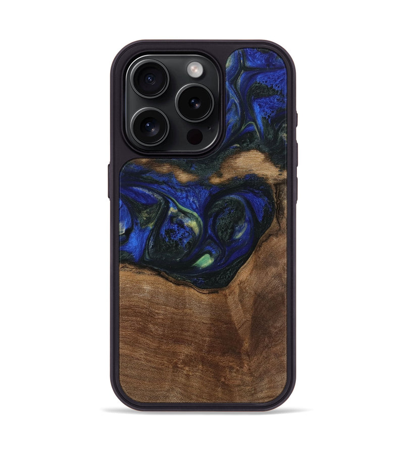 iPhone 15 Pro Wood Phone Case - Ebert (Blue, 745112)