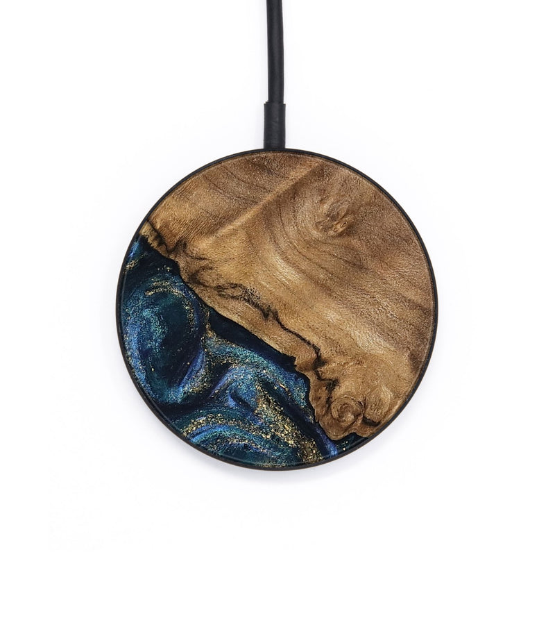 Circle Wood Wireless Charger - Caty (Teal & Gold, 745125)