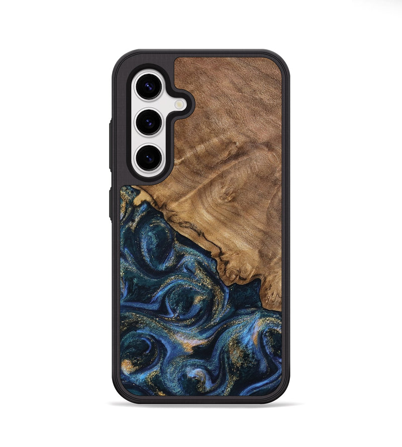 Galaxy S25 Plus Wood Phone Case - Caty (Teal & Gold, 745125)