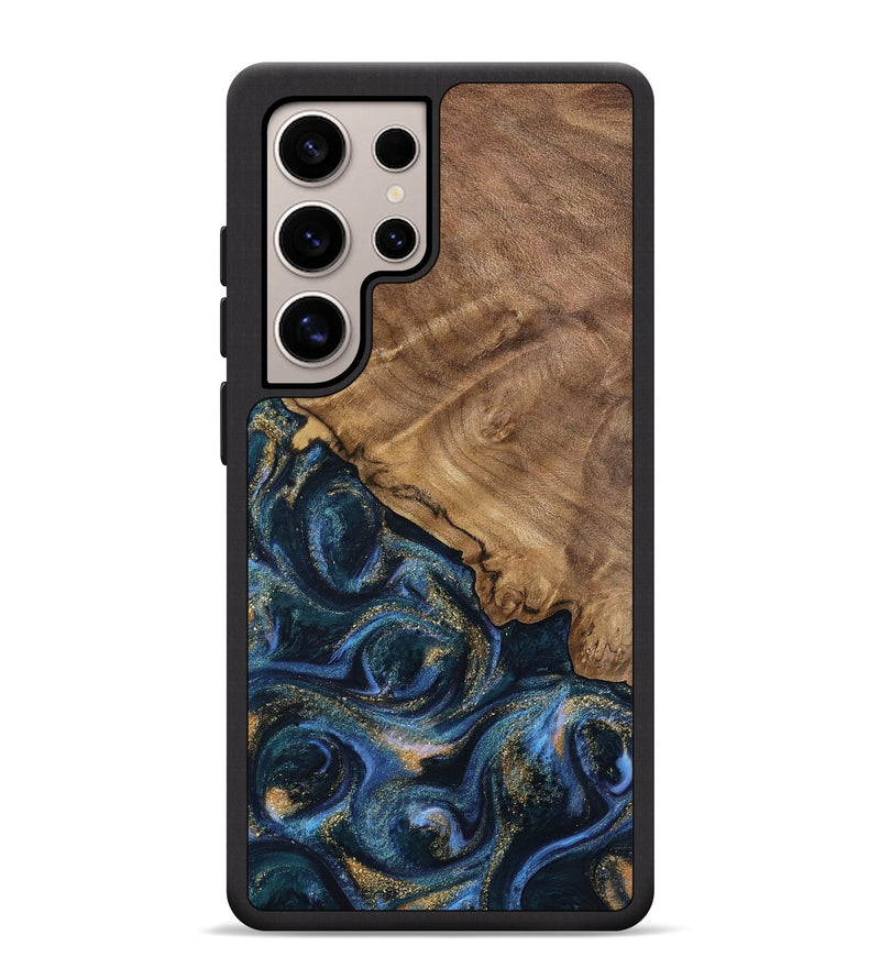 Galaxy S25 Ultra Wood Phone Case - Caty (Teal & Gold, 745125)