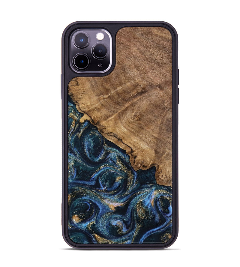 iPhone 11 Pro Max Wood Phone Case - Caty (Teal & Gold, 745125)