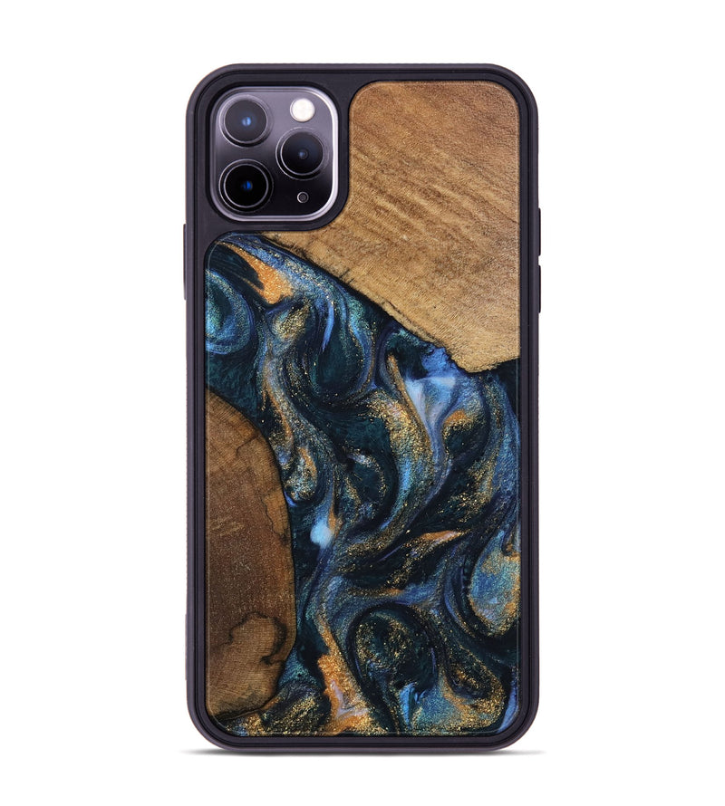 iPhone 11 Pro Max Wood Phone Case - DeeAnn (Teal & Gold, 745134)