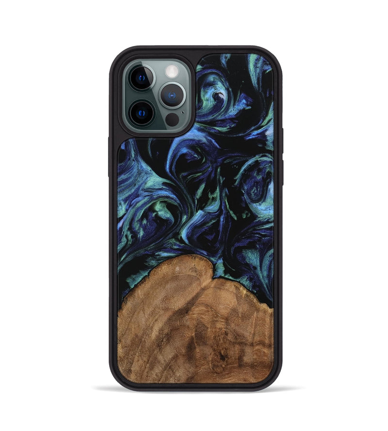 iPhone 12 Pro Wood Phone Case - Adilene (Blue, 745148)