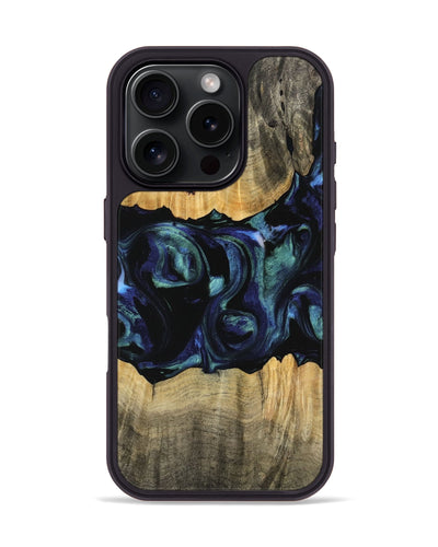 iPhone 16 Pro Wood Phone Case - Caresa (Blue, 745156)