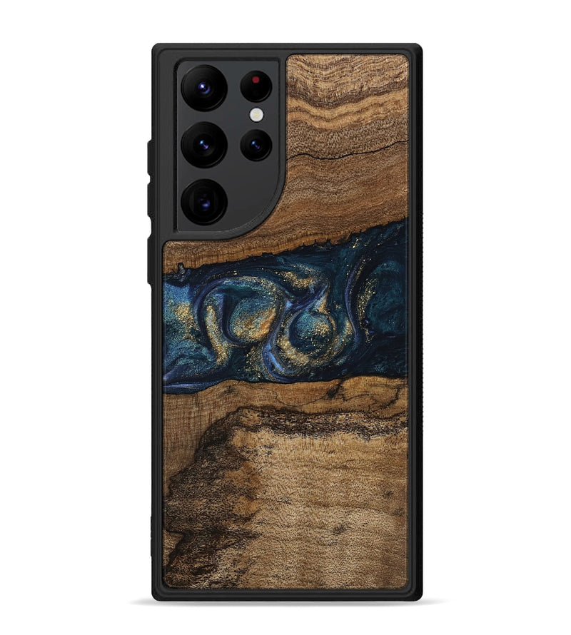 Galaxy S22 Ultra Wood Phone Case - Elvira (Teal & Gold, 745157)