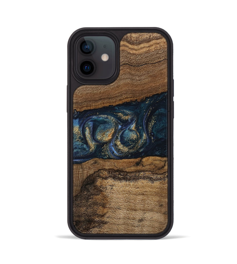 iPhone 12 Wood Phone Case - Elvira (Teal & Gold, 745157)