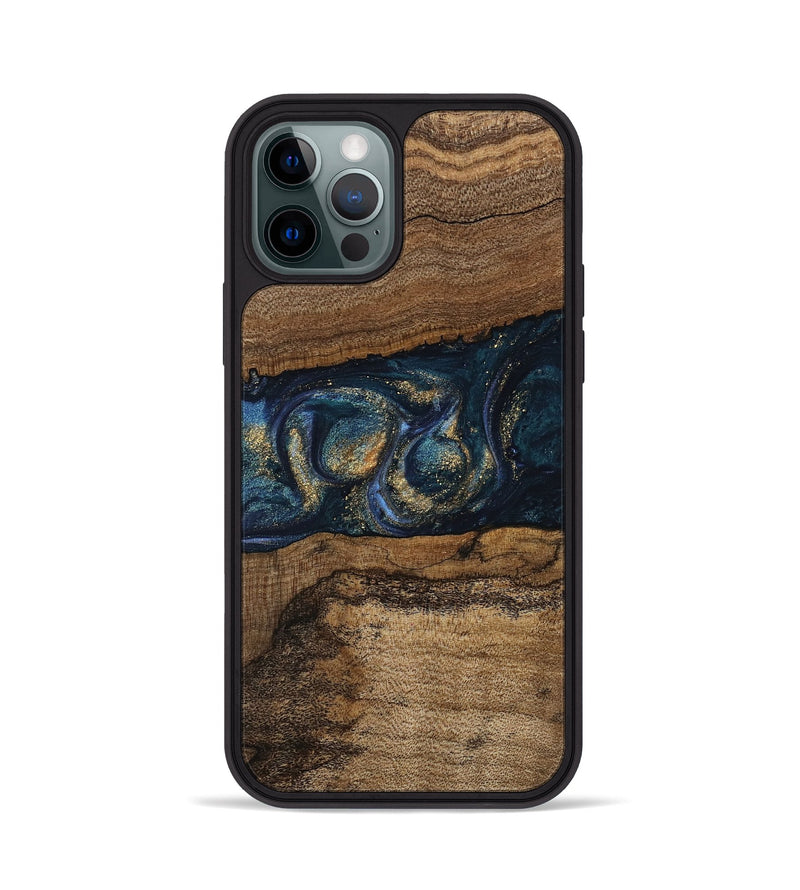 iPhone 12 Pro Wood Phone Case - Elvira (Teal & Gold, 745157)