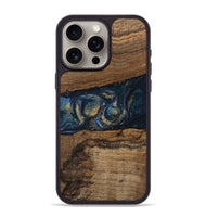 iPhone 15 Pro Max Wood Phone Case - Elvira (Teal & Gold, 745157)