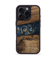 iPhone 16 Pro Wood Phone Case - Elvira (Teal & Gold, 745157)