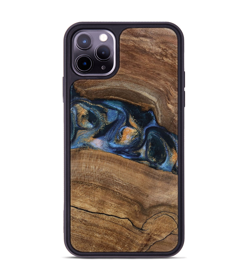 iPhone 11 Pro Max Wood Phone Case - Gavra (Teal & Gold, 745158)