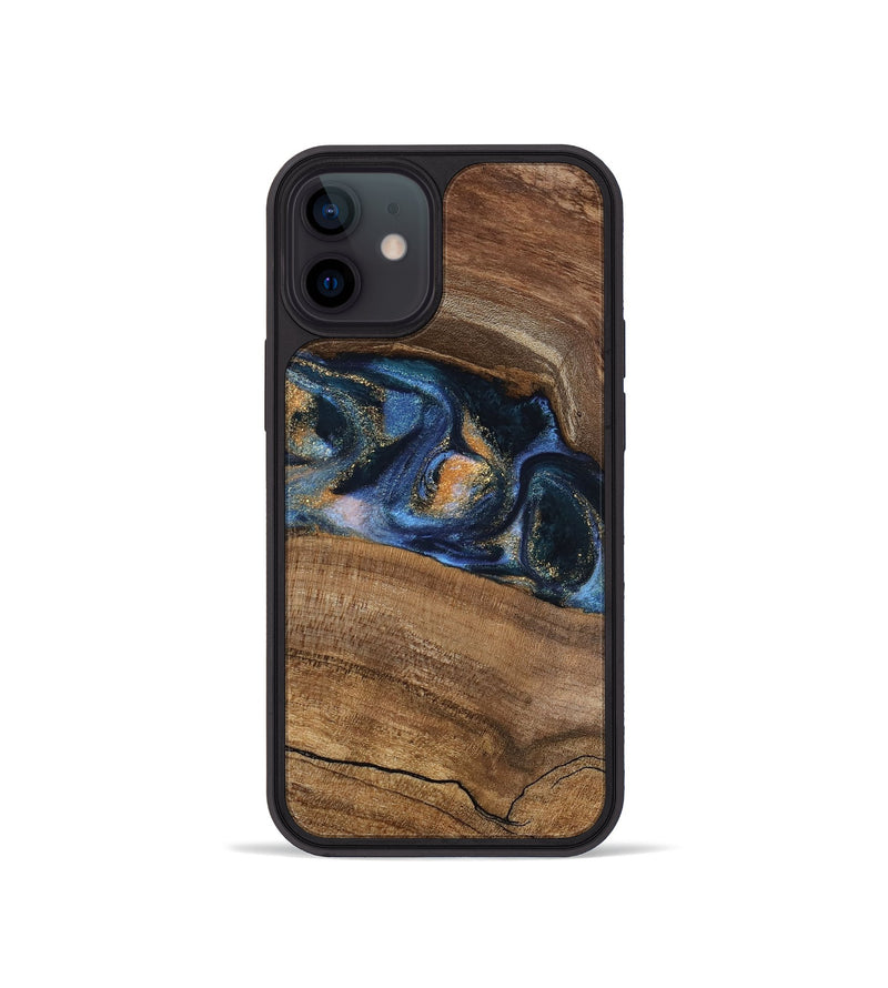 iPhone 12 mini Wood Phone Case - Gavra (Teal & Gold, 745158)