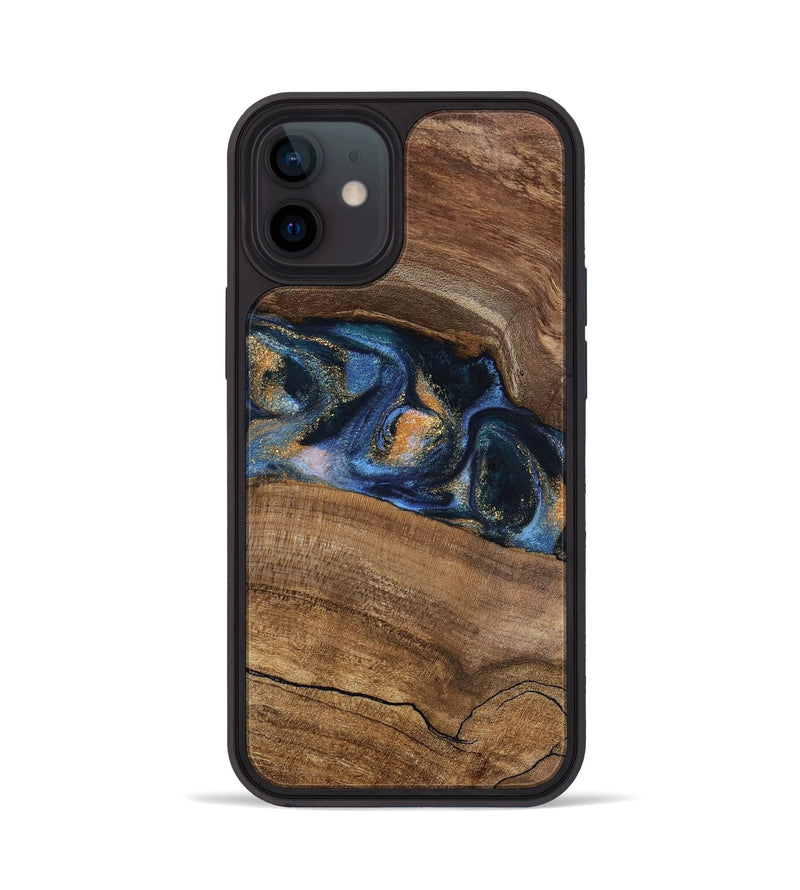 iPhone 12 Wood Phone Case - Gavra (Teal & Gold, 745158)