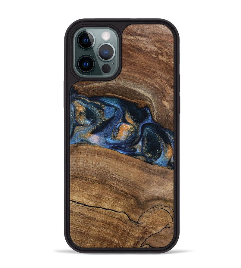 iPhone 12 Pro Max Wood Phone Case - Gavra (Teal & Gold, 745158)