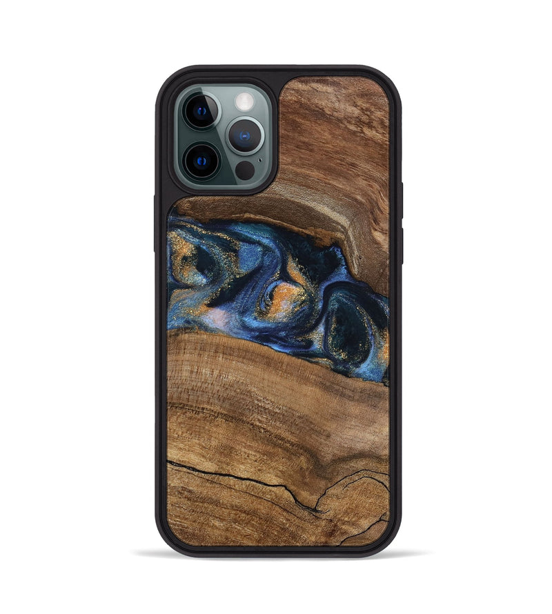 iPhone 12 Pro Wood Phone Case - Gavra (Teal & Gold, 745158)