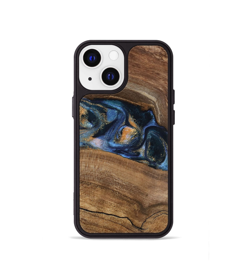 iPhone 13 mini Wood Phone Case - Gavra (Teal & Gold, 745158)