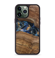 iPhone 13 Pro Max Wood Phone Case - Gavra (Teal & Gold, 745158)