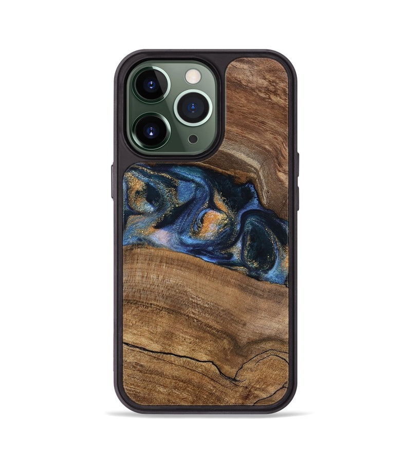 iPhone 13 Pro Wood Phone Case - Gavra (Teal & Gold, 745158)