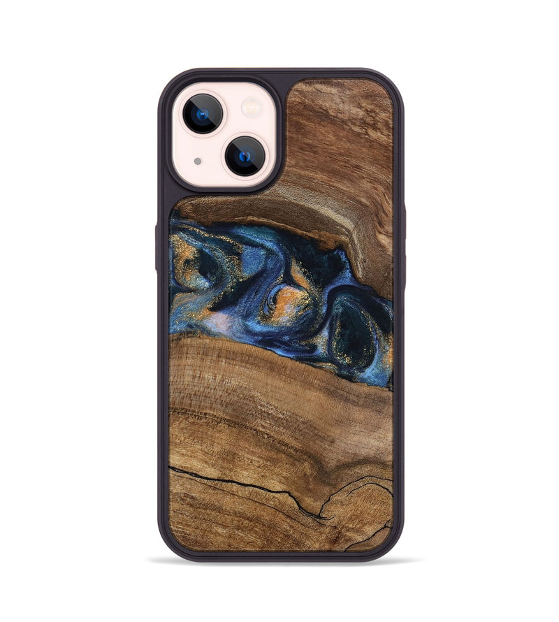 iPhone 14 Wood Phone Case - Gavra (Teal & Gold, 745158)