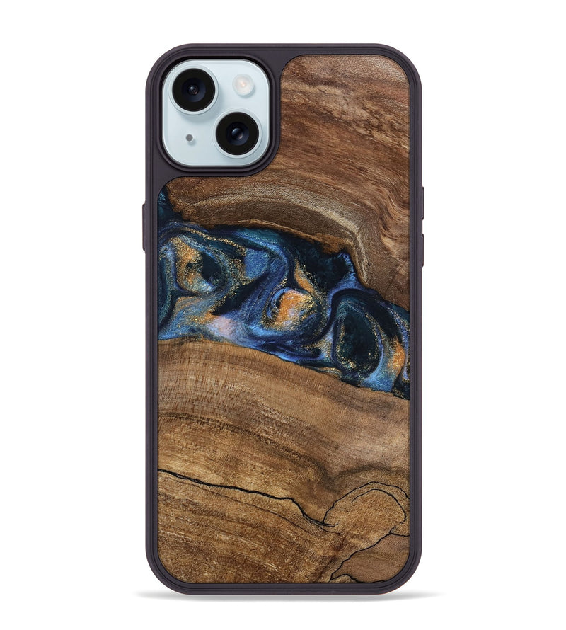 iPhone 15 Plus Wood Phone Case - Gavra (Teal & Gold, 745158)