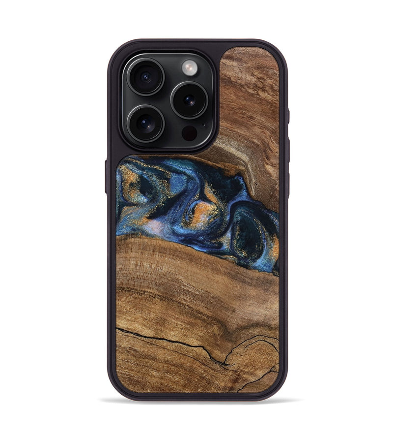 iPhone 15 Pro Wood Phone Case - Gavra (Teal & Gold, 745158)