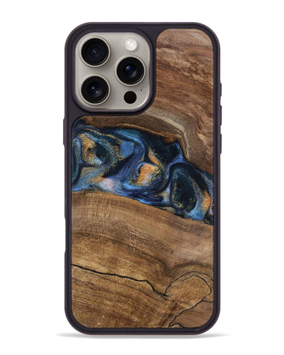 iPhone 16 Pro Max Wood Phone Case - Gavra (Teal & Gold, 745158)