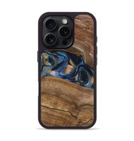 iPhone 16 Pro Wood Phone Case - Gavra (Teal & Gold, 745158)