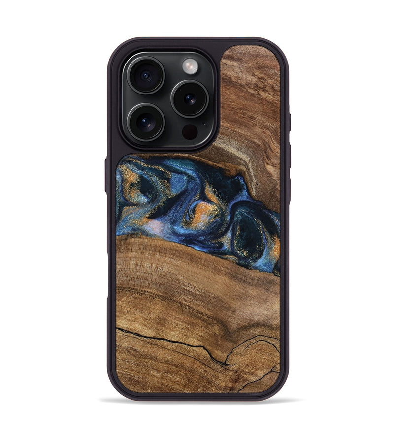 iPhone 16 Pro Wood Phone Case - Gavra (Teal & Gold, 745158)