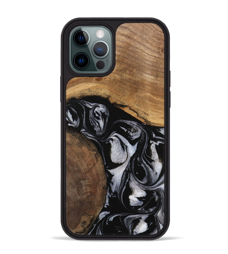 iPhone 12 Pro Max Wood Phone Case - Jolette (Black & White, 745162)