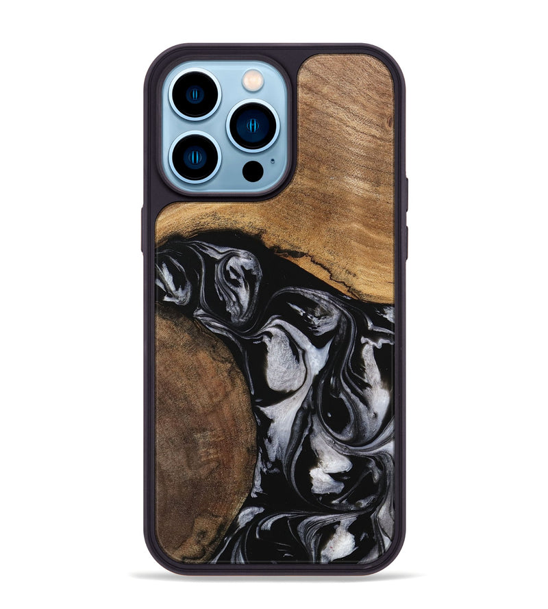 iPhone 14 Pro Max Wood Phone Case - Jolette (Black & White, 745162)