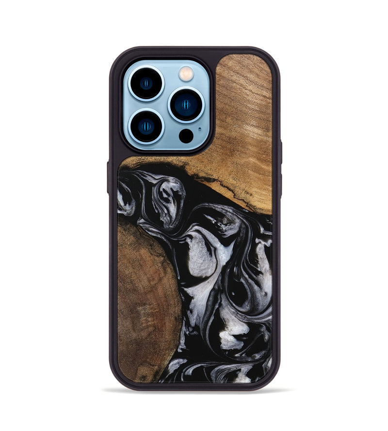 iPhone 14 Pro Wood Phone Case - Jolette (Black & White, 745162)