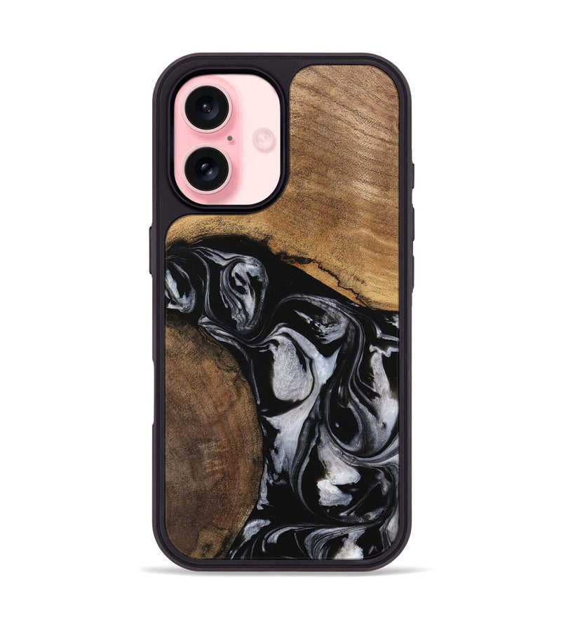 iPhone 16 Wood Phone Case - Jolette (Black & White, 745162)