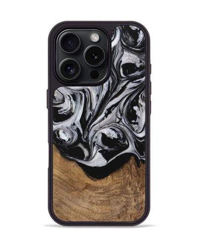 iPhone 16 Pro Wood Phone Case - Atticus (Black & White, 745164)