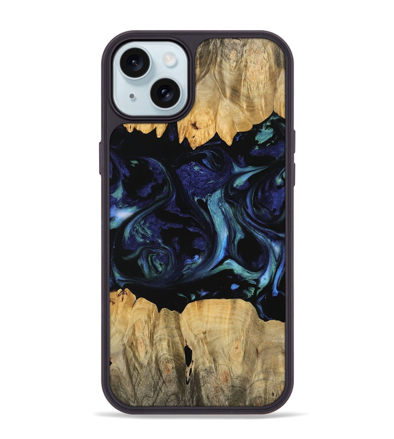 iPhone 15 Plus Wood Phone Case - Prudie (Blue, 745166)