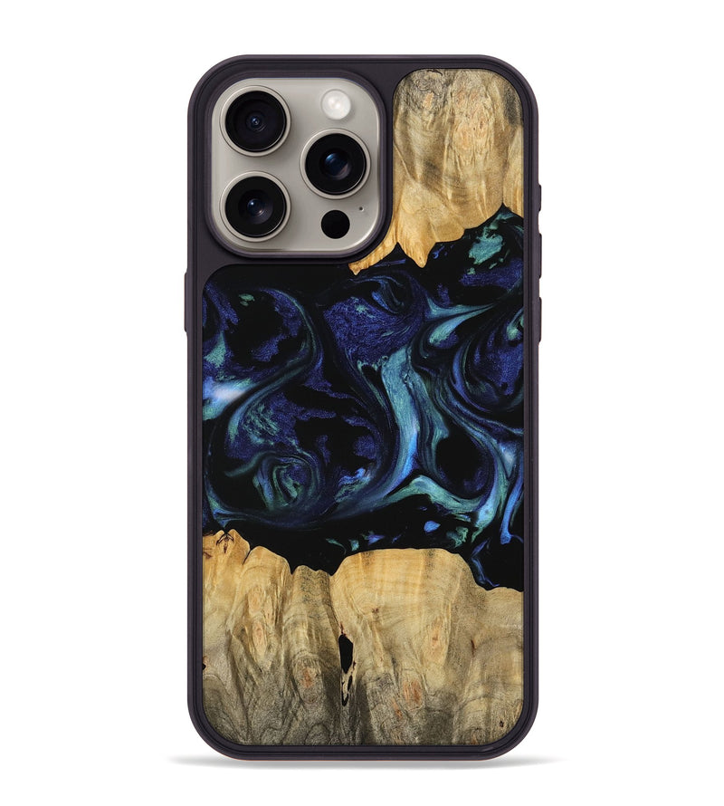 iPhone 15 Pro Max Wood Phone Case - Prudie (Blue, 745166)