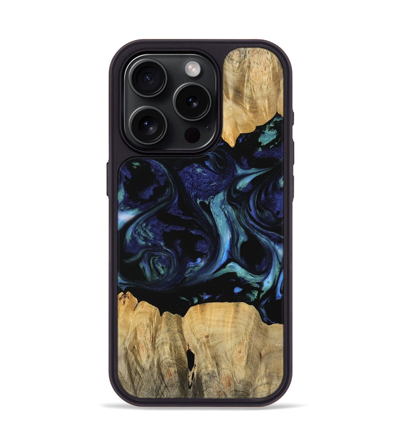 iPhone 15 Pro Wood Phone Case - Prudie (Blue, 745166)