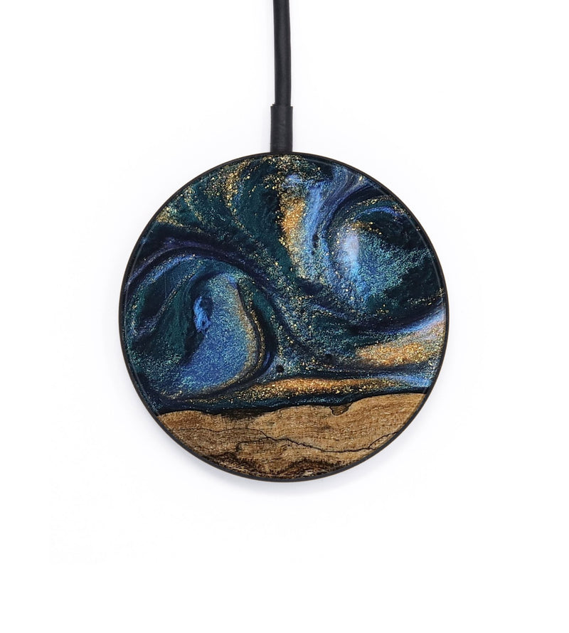 Circle Wood Wireless Charger - Terry (Teal & Gold, 745172)