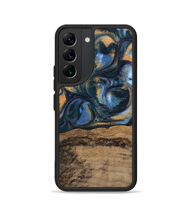 Galaxy S22 Wood Phone Case - Terry (Teal & Gold, 745172)